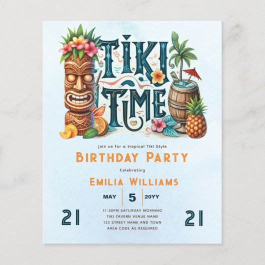 TIKI BIRTHDAY Tropical Luau Hawaiian Party (Vorderseite)