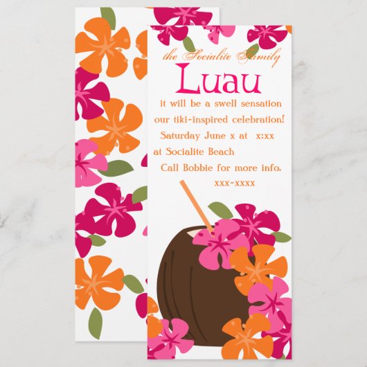 Tiki Blossoms Einladung (Vorne/Hinten)