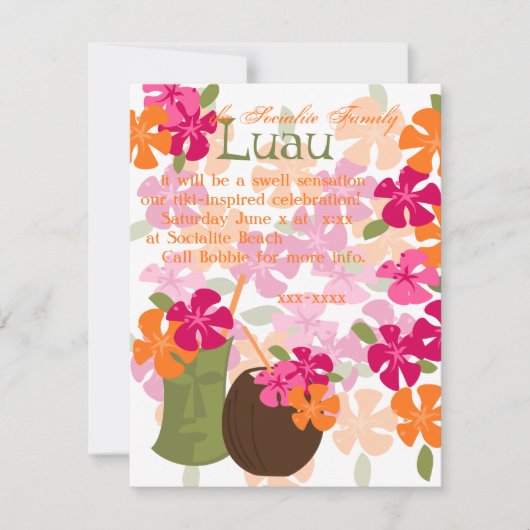 Tiki Blossoms Einladung (Vorderseite)