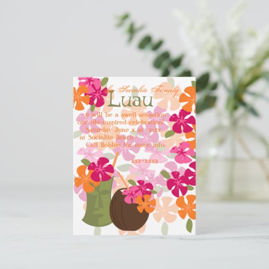 Tiki Blossoms Einladung (Stehend Vorderseite)