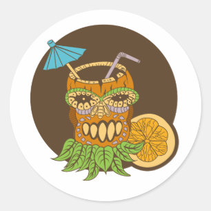 Tiki-Cocktail, lustig Runder Aufkleber