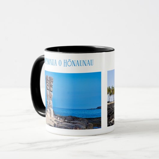 Tiki Couple & Black Lava, Big Island, Hawaii, Tass Tasse (Vorderseite Links)