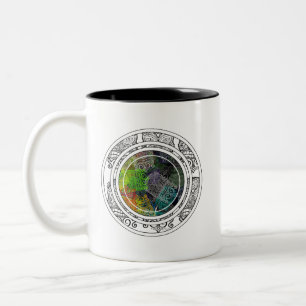 Tiki farbiges Zirkelmuster Zweifarbige Tasse