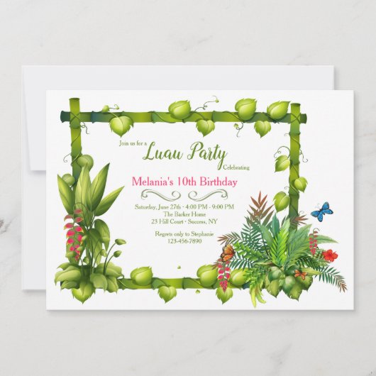 Tiki Frame Birthday Party Einladung (Vorderseite)