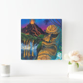 Tiki God Clock Quadratische Wanduhr (Zuhause)