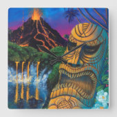Tiki God Clock Quadratische Wanduhr (Vorderseite)