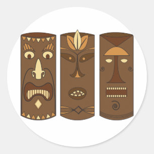 Tiki God & Goddess Runder Aufkleber