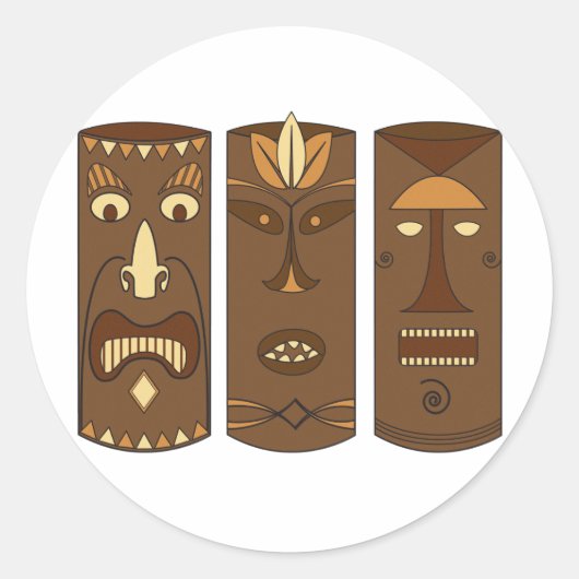 Tiki God & Goddess Runder Aufkleber (Vorderseite)