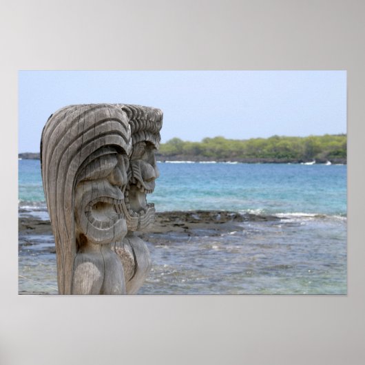Tiki Guardians in Kona, Hawaii - Print Poster (Vorne)