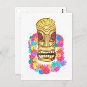 Tiki Head Hawaiian Lei Postkarte (Vorne/Hinten)