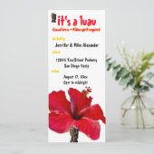 Tiki Hibiskus Luau Party Einladung (Stehend Vorderseite)