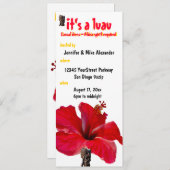 Tiki Hibiskus Luau Party Einladung (Vorne/Hinten)