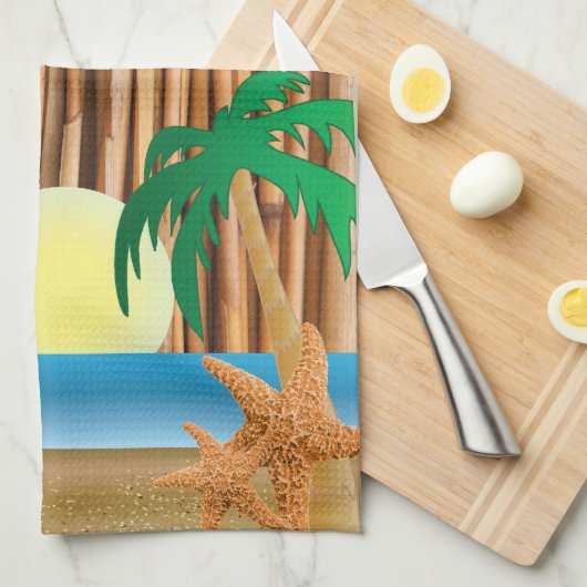 Tiki Hut Bamboo Stick Design Geschirrtuch (Viertel Falte)