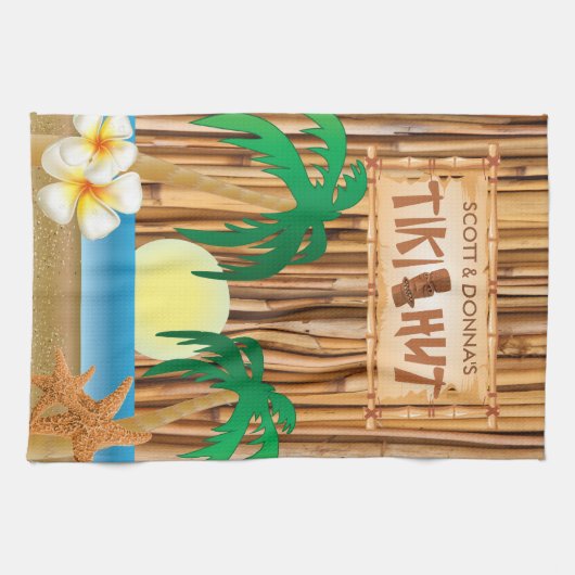 Tiki Hut Bamboo Stick Design Geschirrtuch (Horizontal)