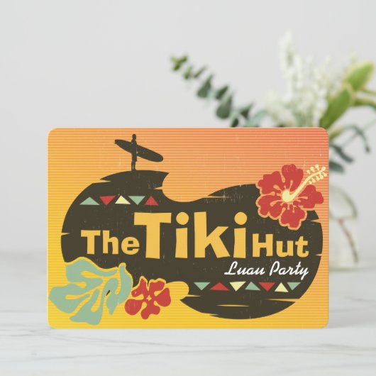 Tiki Hut Luau Party Einladung (Stehend Vorderseite)