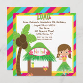 Tiki Hut Luau Platz Geburtstag Einladung (Vorne/Hinten)