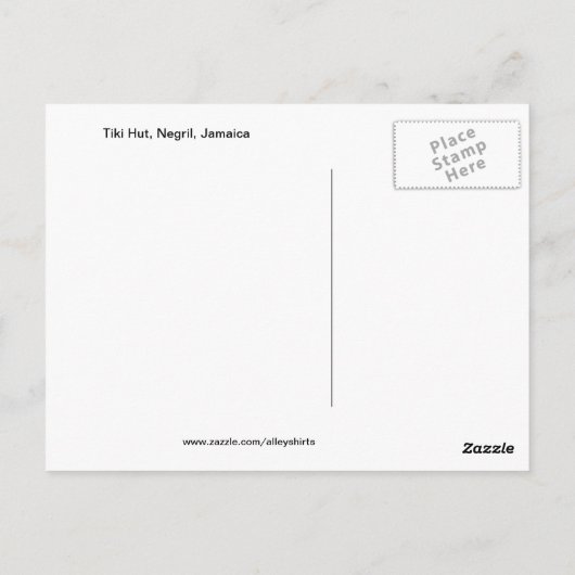 Tiki Hut und Palmen Bäume am Meer Negril Jamaica Postkarte (Rückseite)