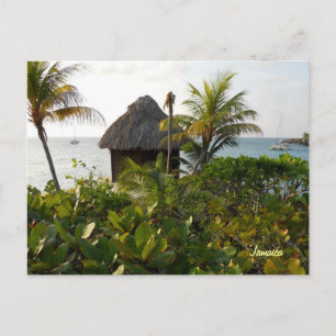 Tiki Hut und Palmen Bäume am Meer Negril Jamaica Postkarte
