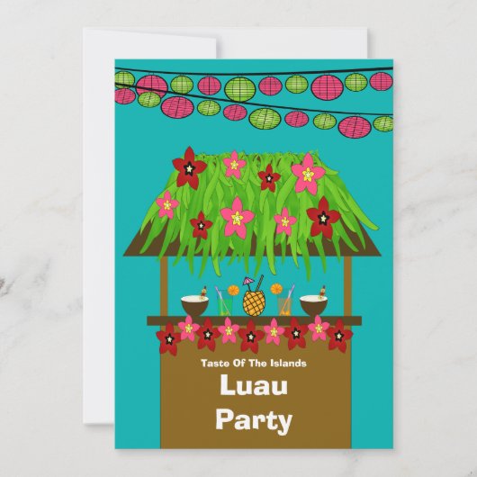 Tiki Hütte Aloha Luau PartyInvitation Einladung (Vorderseite)