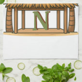 Tiki-Hütte mit personalisiertem Monogramm  Geschirrtuch (Gefaltet)