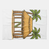 Tiki-Hütte mit personalisiertem Monogramm  Geschirrtuch (Horizontal)