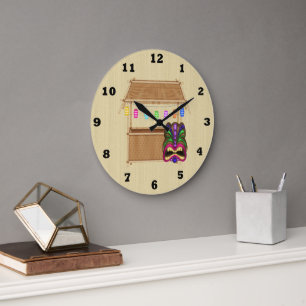 Tiki Hütten-Cartoon-Wanduhr Große Wanduhr