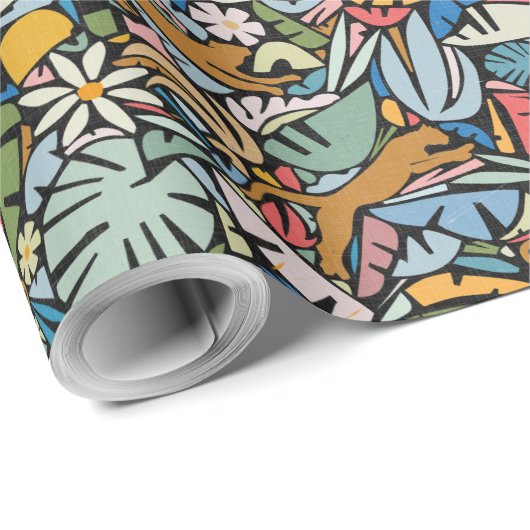 Tiki Jungle Mitte Jahrhundert Moderne Illustration Geschenkpapier (Rolleneckpunkt)