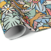 Tiki Jungle Mitte Jahrhundert Moderne Illustration Geschenkpapier (Rolleneckpunkt)