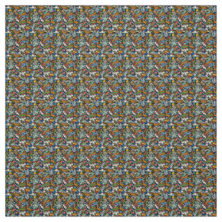 Tiki Jungle Mitte Jahrhundert Moderne Illustration Stoff