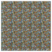 Tiki Jungle Mitte Jahrhundert Moderne Illustration Stoff (Nahaufnahme)