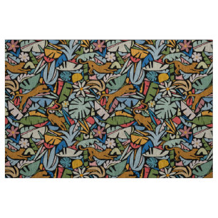Tiki Jungle Mitte Jahrhundert Moderne Illustration Stoff