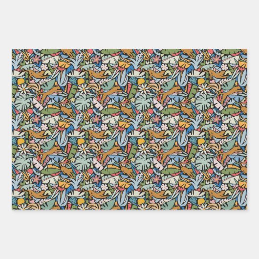 Tiki Jungle Wrapping Paper Flat Sheet Set 3 Geschenkpapier Set (Vorderseite)