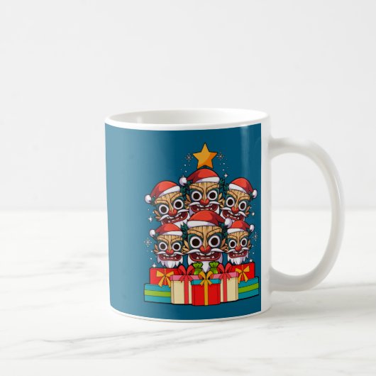 Tiki Le Luau Hawaiian Tiki Mask Christmas Tree Xma Kaffeetasse (Rechts)