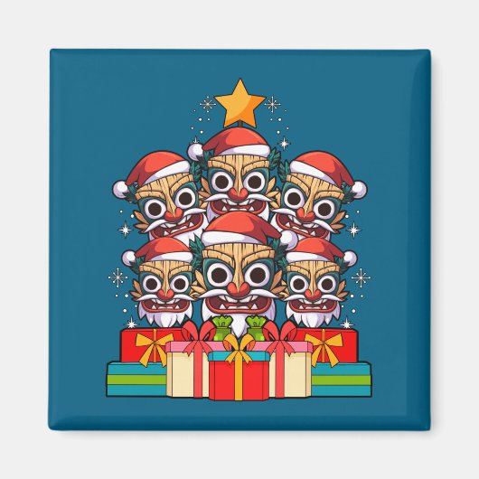 Tiki Le Luau Hawaiian Tiki Mask Christmas Tree Xma Magnet (Vorne)