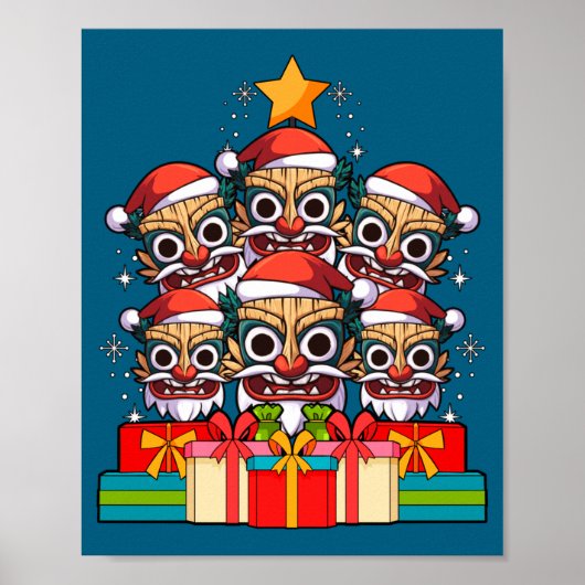 Tiki Le Luau Hawaiian Tiki Mask Christmas Tree Xma Poster (Vorne)