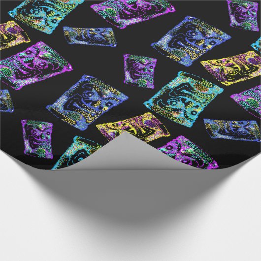 Tiki Liebe Neon Tiki Heads Geschenkpapier (Ecke)