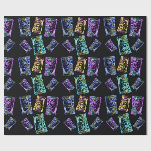 Tiki Liebe Neon Tiki Heads Geschenkpapier (Flach)