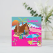 Tiki/Luau am Strand Einladung (Stehend Vorderseite)