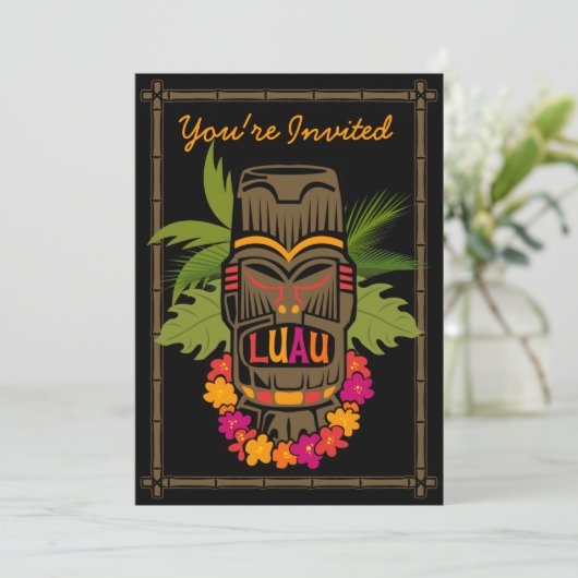 Tiki Luau (D) Personalisierte Einladung (Stehend Vorderseite)