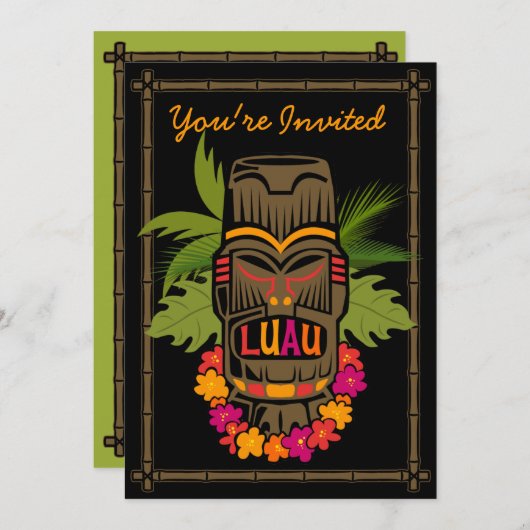 Tiki Luau (D) Personalisierte Einladung (Vorne/Hinten)