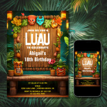 Tiki Luau Hawaiian Tropical Island Beach Geburtsta