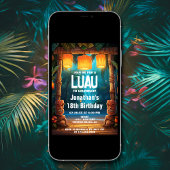 Tiki Luau Hawaiian Tropical Island Beach Geburtsta Einladung