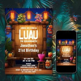 Tiki Luau Hawaiian Tropical Island Beach Geburtsta Einladung