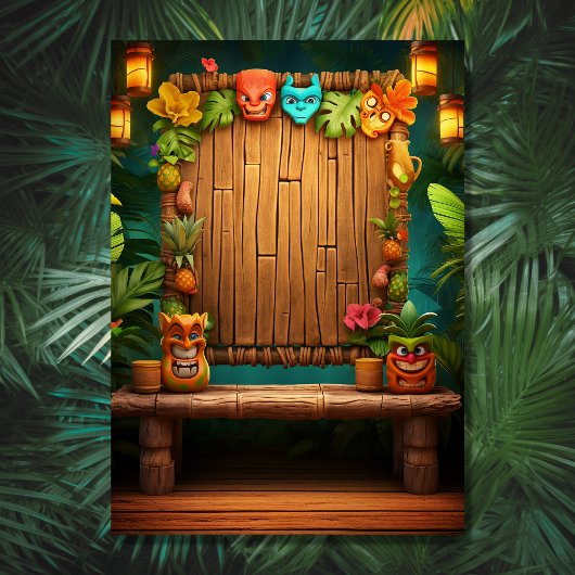 Tiki Luau Hawaiian Tropical Island Beach Geburtsta Einladung