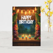 Tiki Luau Hawaiian Tropical Island Beach Geburtsta Karte (Gelbe Blume)
