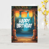 Tiki Luau Hawaiian Tropical Island Beach Geburtsta Karte (Gelbe Blume)