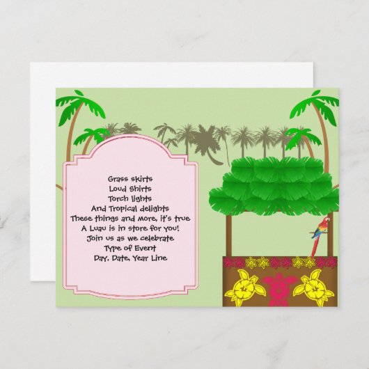 Tiki Luau Party Einladung (Vorne/Hinten)