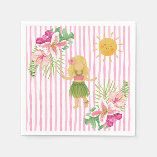 Tiki Luau Party, Hawaii Birthday, Hula Girl  Serviette (Vorderseite)