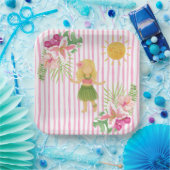 Tiki Luau Party, Hawaii Geburtstag, Hula Girl Pappteller (Party)