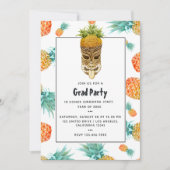 Tiki Luau Summer Pineaple Beach Graduation Party Einladung (Vorderseite)